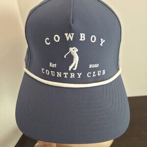 Cowboy Country Club Golfer Roped Hat Cap Western-Inspired Gray Blue Snap Back